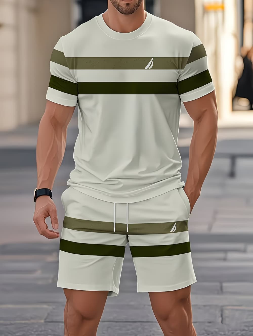 Men'S Fashion Course - Men's Summer Sets Funny 3D Stripe