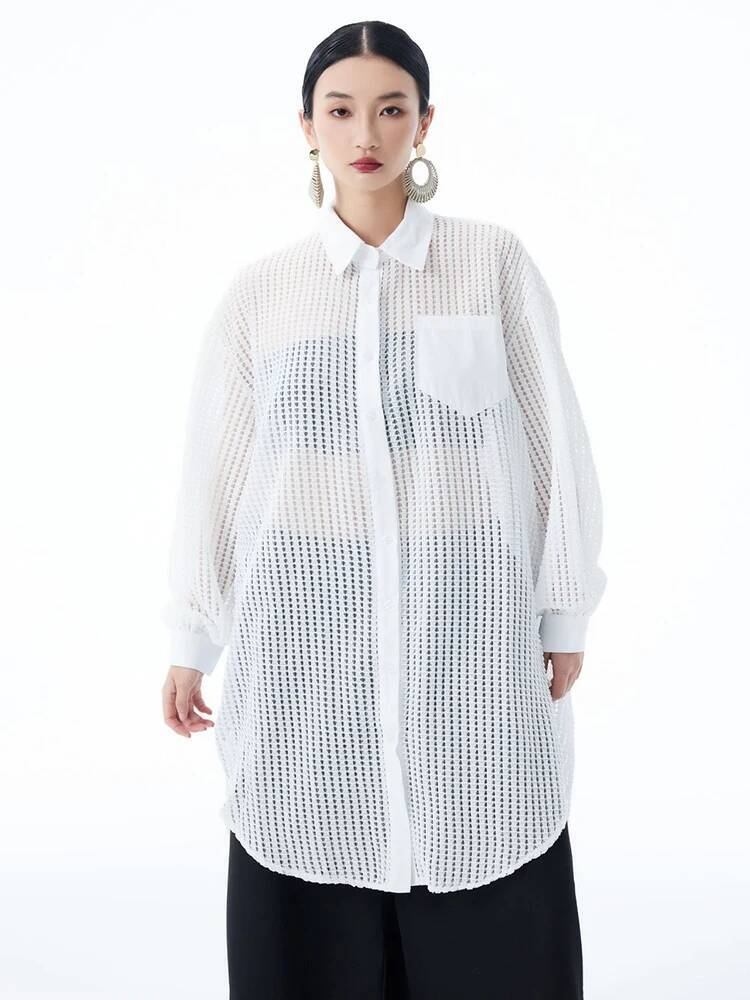 Men'S Fashion Easter - Women Hollow Grid Black Out Big