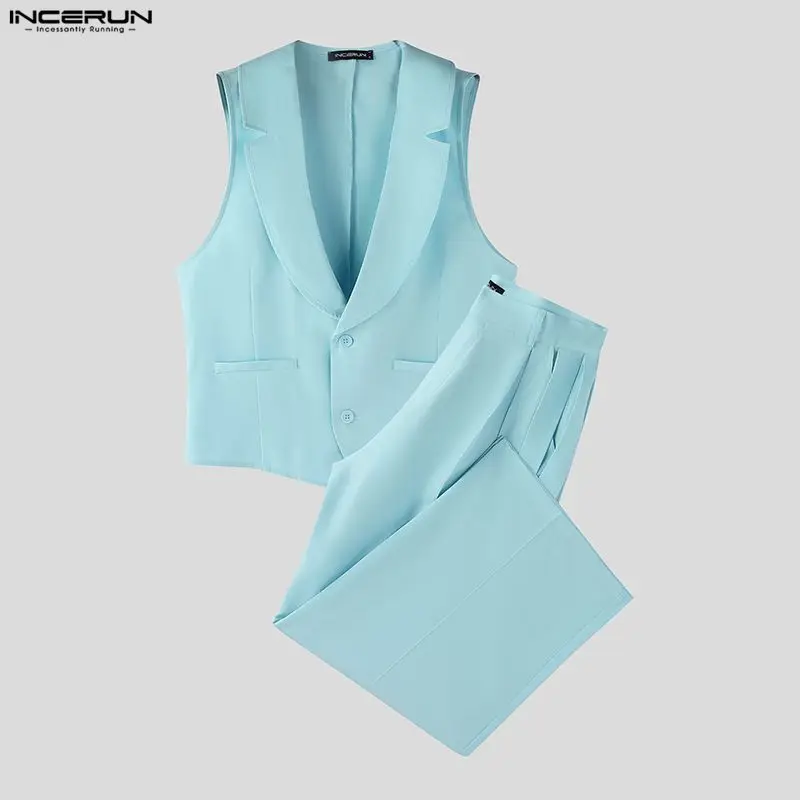 INCERUN Men Sets Solid Color V - Men'S Fashion Pants recension och pris