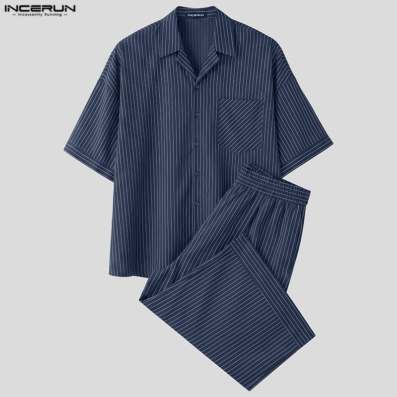 INCERUN Men Striped Sets Loose - Men'S Fashion Pants recension och pris