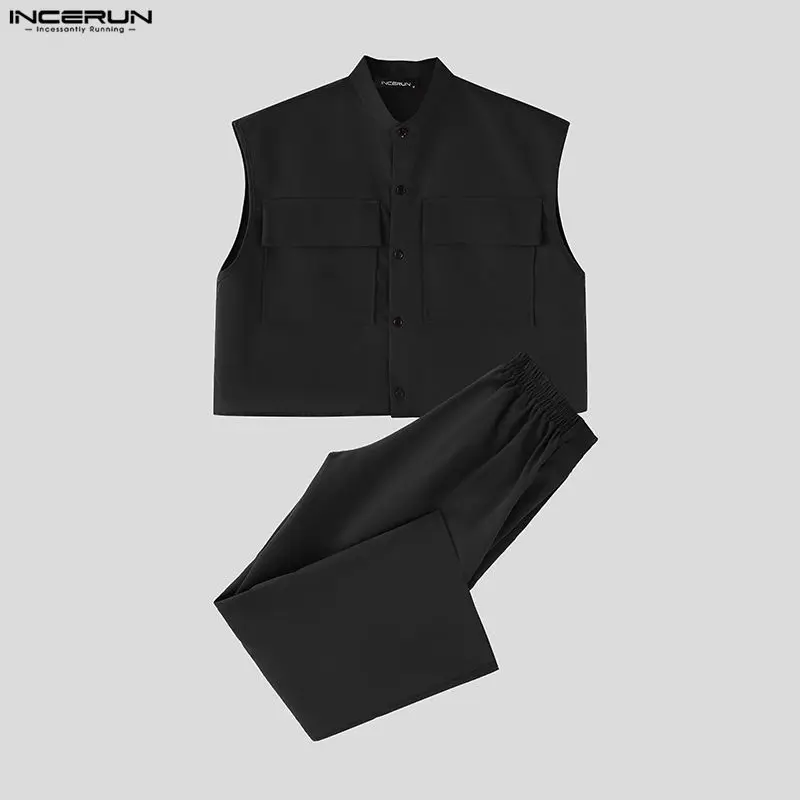 INCERUN Men Sets Solid Sleevel - Men'S Fashion Pants recension och pris