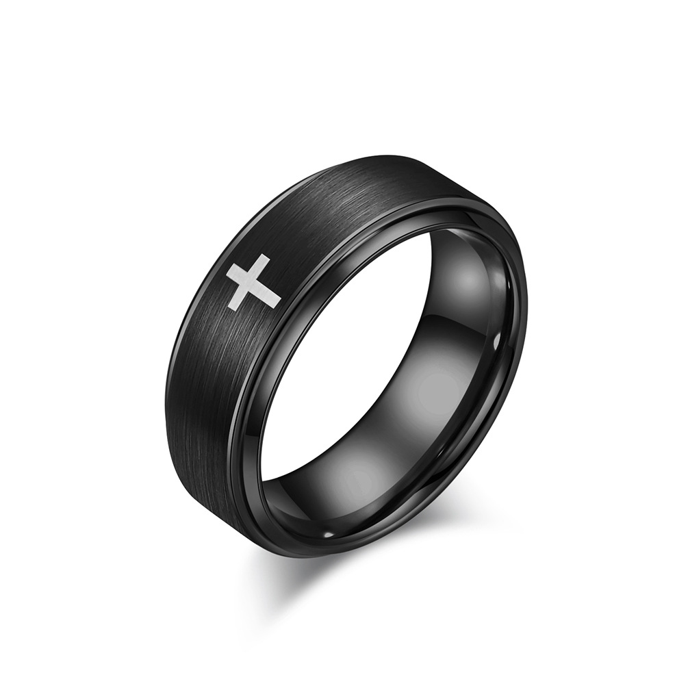 8mm Cross Ring for Men, Tungst - Men'S Fashion Easter recension och pris