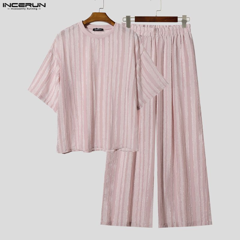 INCERUN Men's Sets Striped See - Men'S Fashion Course recension och pris