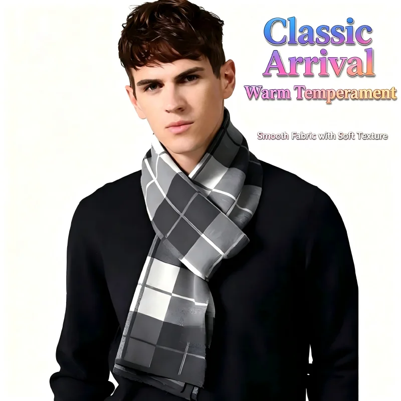 1 Pcs British Black and Gray C - Men Scarf Wool recension och pris