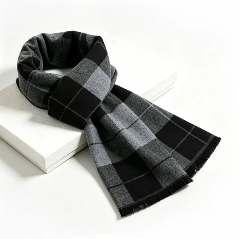 1 Pcs British Black and Gray C - Men Scarf Wool recension och pris