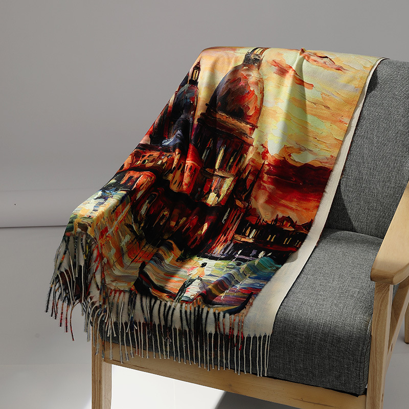 Luxury Brand Oil Painting Cash - Men Scarf Wool recension och pris